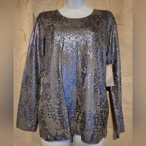 Chico's Shimmering‎ Silver Sequin Blouse